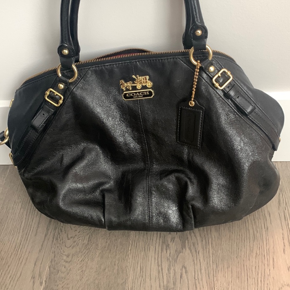 Beautiful leather black coach bag